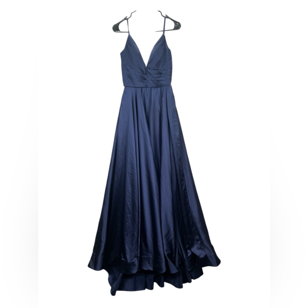 LA FEMME Strapless Slit Satin Ballgown - Picture 2 of 15